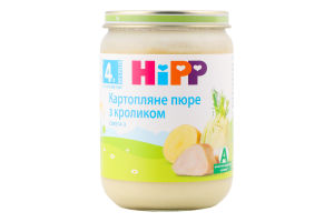 Пюре мясо-овощное для детей от 4мес картофельное с кроликом Hipp с/б 190г