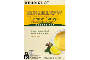 Bigelow Lemon Ginger Herbal Tea K-Cup Pods - 12 CT