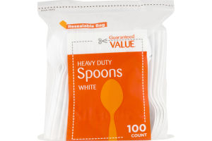 Guaranteed Value Heavy Duty Plastic Spoons White - 100 CT