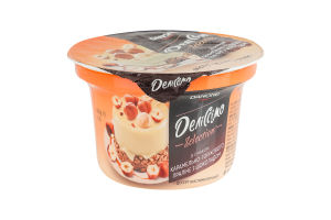 Десерт кисломолочный 5% со вкусом карамельно-орехового пралине с шоколадом Selection Деліссімо ст 180г