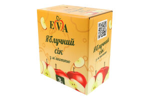 Сок пастеризованный восстановленный неосветленный с мякотью яблочный Eva к/у 3л