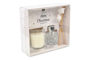 Набор подарочный Свеча ароматическая + палочки + диффузор 40мл Christmas tree Merry Christmas Aroma di Rogito 1шт