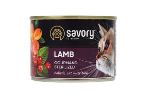 Корм консервированный для стерилизованных котов Lamb Gourmand Sterilized Savory ж/б 200г