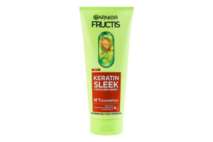 Шампунь для пушистых и сухих волос для разглаживания и придания блеска Keratin sleek Garnier Fructis 200мл