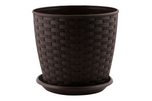 Горщик д/квітів Ротанг темно-коричневий з підставкою 16*15см арт114056 Алеана