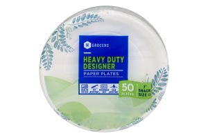 SE Grocers Paper Plates 7" Snack Size Heavy Duty Designer - 50 CT