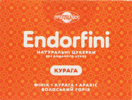 Цукерки фруктово-горіхові неглазуровані натуральні без доданого цукру Курага Endorfini Пригощайся к/у 260г