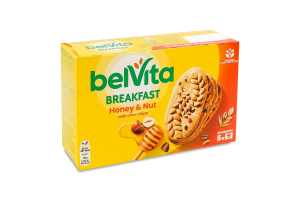 Печенье с шоколадными кусочками Honey&Nut Breakfast BelVita к/у 5x45г