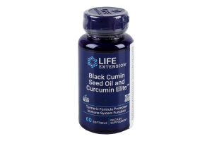 Добавка диетическая мягкие капсулы Black cumin seed oil and curcumin elite Life Extension 60шт
