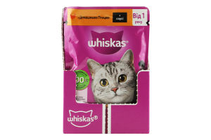 Корм консервований повнораціонний для дорослих котів З домашньою птицею в соусі Whiskas д/п 85г