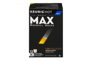 Maxwell House Medium Roast K-Cup Pods Max 1.25x More Caffeine - 12 CT