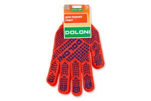Рукавиці помаранчеві трикотажні з ПВХ 10клас р.10 Doloni