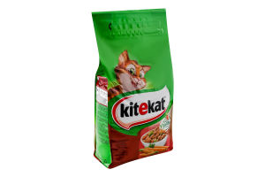 Корм сухий повнораціонний для дорослих котів З яловичиною та овочами KiteKat м/у 1.8кг