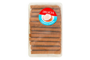 Вафлі зі смаком кокоса Трубочки Delicia кг