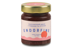 Джем полуничний з ревенем та м'ятою стерилізований Endorfine в/ґ с/б 234г