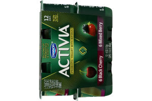 Dannon Activia Probiotic Lowfat Yogurt with Bifidus Variety Pack - 12 PK