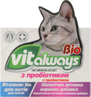 Добавка біологічно-активна кормова д/котів VITalways Bio з пробіотиком 100таблеток O.L.KAR.
