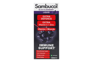 Добавка диетическая сироп с черной бузиной, витаминами и минералами Extra Defence Sambucol 120мл