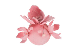 Куля новорічна Квітка рожева пластик 8см КМ