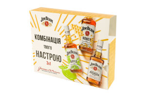 Набор Виски 0.2л 40% бурбон White + Ликер 0.2л 32.5% крепкий Honey + Ликер 0.2л 32.5% крепкий Apple Jim Beam к/у 3шт