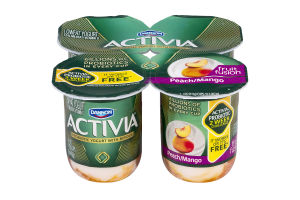 Dannon Activia Lowfat Probiotic Yogurt with Bifidus Peach/Mango - 4 PK