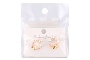 Сережки-гвіздки жовтий метал з камінцями та штучними перлами в асортименті LF25051509