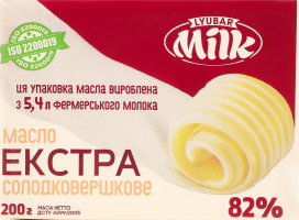 Масло сладкосливочное 82% Экстра Lyubar Milk м/у 200г