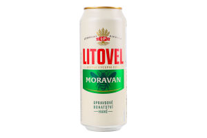 Пиво 0.5л 4.6% світле фільтроване пастеризоване Moravan Litovel з/б
