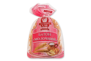 Батон половинка в нарізці Молочний Славний хліб м/у 250г