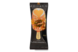 Морозиво зі смаком кокоса з сорбетом з манго в кондитерській глазурі Passion heart Monaco Three bears м/у 70г