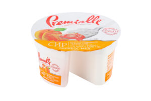 Сир кисломолочний зернистий з наповнювачем Абрикос-мед 7% 150г стакан Преміалле