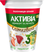 Бифидойогурт 2.7% с бифидобактериями Actiregularis с наполнителем Клубника-злаки Активіа ст 260г