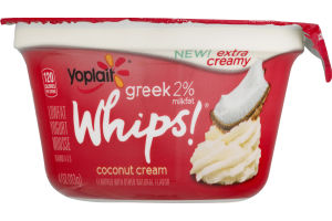 Yoplait Whips! Greek 2% Milkfat Lowfat Yogurt Mousse Coconut Cream