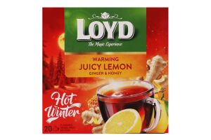 Суміш фруктово-трав'яна зі смаком лимона імбиру та меду Juicy lemon Loyd к/у 20х2г