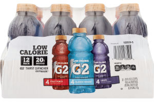 Gatorade Low Calorie G2 Thirst Quencher Fruit Punch, Glacier Freeze and Grape - 12 CT