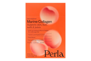 Дієтична добавка PERLA® Морський колаген зі смаком персика, 30 стіків по 5,7 г. З підсолоджувачем.
