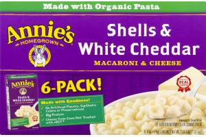 Annie's Homegrown Macaroni & Cheese Shells & White Cheddar - 6 CT