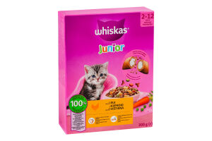 Корм сухой полнорационный для котят с курицей Junior Whiskas к/у 300г
