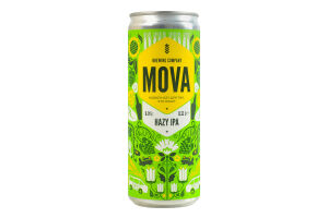 Пиво 0.33л 6% светлое нефильтрованное непастеризованное Hazy IPA Mova ж/б