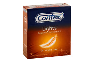 Презервативи латексні особливо тонкі з силіконовою змазкою Lights Contex 3шт