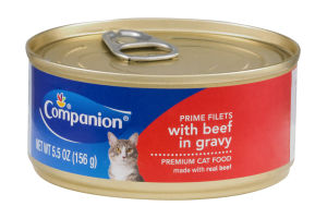 Companion Premium Cat Food Prime Filets with Beef in Gravy 5.5 OZ