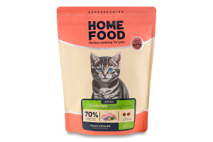 Корм сухой полнорационный для котят от 1-12мес Fresh chicken Home Food д/п 400г