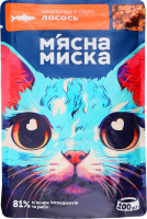 Корм д/котів Шматочки з лососем в соусі 100г пауч М'ясна миска