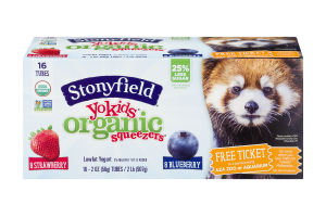 Stonyfield Organic YoKids Squeezers Lowfat Yogurt Variety Pack - 16 CT