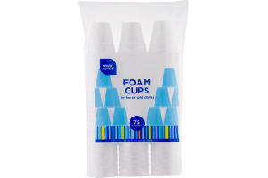 Smart Sense Foam Cups For Hot Or Cold Drinks - 75 CT