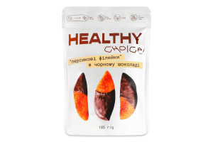 Філейки персикові сушені в чорному шоколаді Healthy Choice д/п 185г