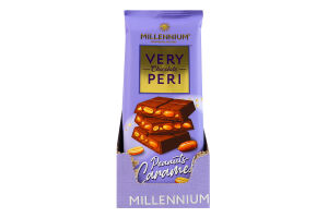 Шоколад молочний з начинкою, цілим та подрібненим карамелізованим арахісом Very Peri Millennium м/у 105г