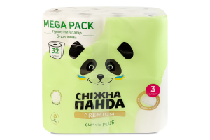 Бумага туалетная 3-х слойная Classic plus Premium Сніжна Панда 32шт