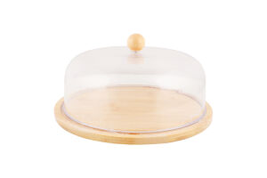 Таця бамбук кругла пластикова кришка 25см