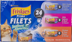 Purina Friskies Prime Filets Seafood Favorites Cat Food Variety Pack - 24 CT